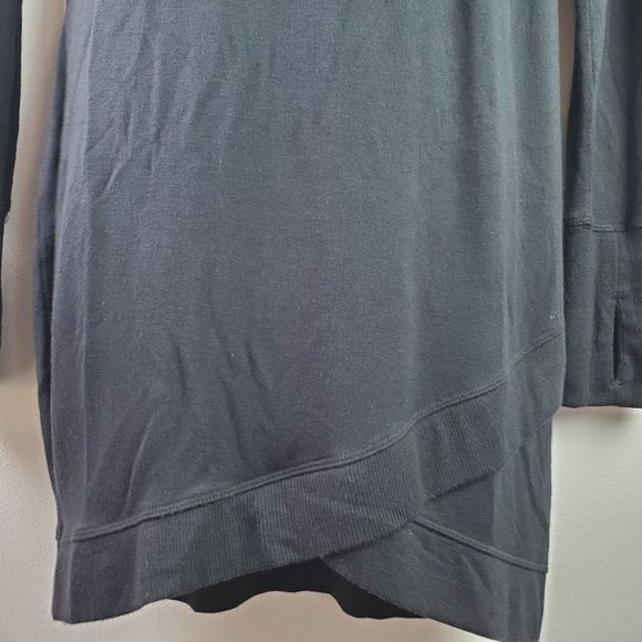 Athleta Criss-Cross Long Sleeve Black Dress Soft Modal Fabric Sz S - Picture 5 of 10